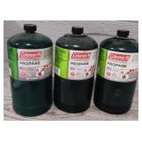 (3) Coleman Propane Bottles Full