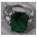 Sterling Silver Ring With Green Gemstone