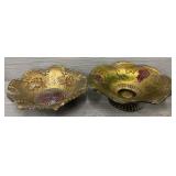 (2) Antique Gold/Red Goofus Glass Bowls