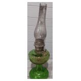 Vintage Green Glass Oil Lamp