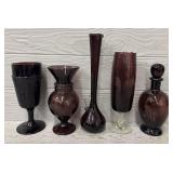 (5) Purple Glass Pieces