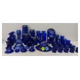 Large Assortment of Cobalt Blue Glass Pieces