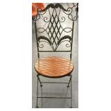Twisted Wrought Iron Folding Chair w/ Wood Seat