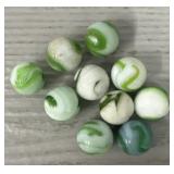 (10) Antique Green Marbles