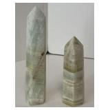 (2) Caribbean Blue/ Pistachio Calcite Towers