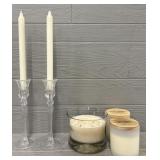 (2) Candle Sticks w/ Candles & (3) Extra Candles