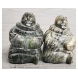(2) Traditional Inuit Eskimo Soapstone Carvings