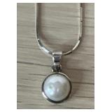 Sterling Silver Italy & Fresh Water Pearl Necklace