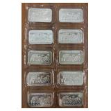 Sheet of (10) 1oz Stagecoach Silver Bars
