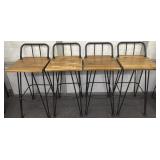 (4) Wood and Metal Industrial-style Barstools