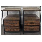 (2) Lightweight Industrial-Style Nightstands