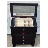 Dark Cherry Wood Jewelry Chest