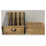 (2) Wooden Office Desk Storage