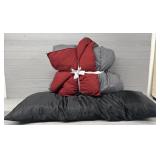 Gray & Burgandy King Comforter w/Oversized Pillow