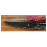 Damascus Fixed Blade Fillet Knife with Sheath
