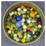 Antique Tin w/ Assorted Vintage Marbles