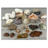 Assortment of Polished Rocks, Crystals, & Geodes