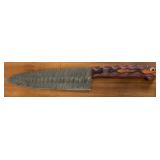 Wood Handled Damascus Fixed Blade Knife