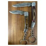 (2) Keychain Damascus Pocket Knives