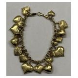 14K Gold Heart Charm Bracelet