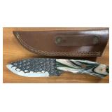 Swirl Handled Steel Blade Cowboy Knife w/ Sheath