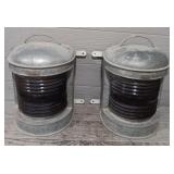 (2) Mid-Century Perko Marine Red Lanterns