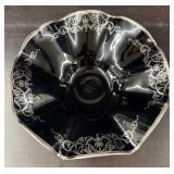 Art Deco Glass Bowl w/ Sterling Silver Overlay