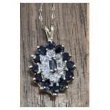 14K Gold Necklace & Pendant w/ Stones