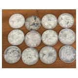 (12) FV-80% Silver Canadian Quarters