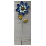 41' Colorful Metal Spinning Flower Yard Art