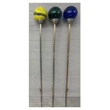 (3) 33' Tall Hand-Blown Glass Ball Yard Art