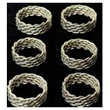 (6) Sterling Silver Braided Knot Work Rings