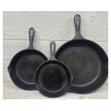 (3) BSR 6.5', 8ï¿½ & 10.5ï¿½ Cast Iron Skillets
