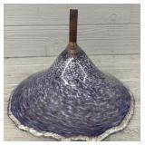 Beautiful 10' Purple Swirled Blown Glass Birdbath