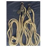 Antique Block & Tackle W/ Rope