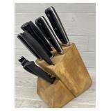 Knife Block with Knife Sharpener and Knives