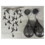 (2) Solar Tear Drop Lights & Hummingbird Chime