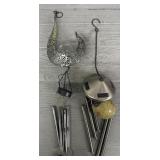 (2) Crackle Glass Ball Solar Metal Wind Chimes