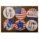 (6) Wood America 4th of July Coasters