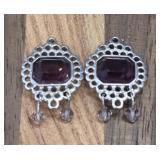 Swarovski Silver Earrings w/ Amethyst Stones