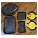 (6) Vintage Speckled Enamelware Pans