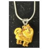 Pomeranian Pendant on Silver Tone Chain
