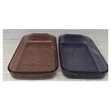 (2) Cranberry Colored Pyrex Casserole Dishes