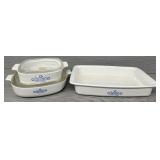 5Pc Corning Ware Blue Cornflower w/Pyrex Lids