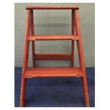 Vintage Wood Red Step Ladder