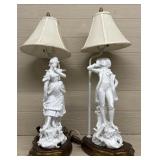 (2) Of 1930-1940 Porcelain Figure Lamps
