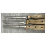 3Pc Carver Hall Molybdenum Steel Butcher Knife Set