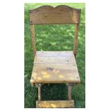 Vintage Wooden Slat Seat Folding Chair Solid Oak
