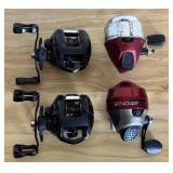 (2) Bait Casting Reels & (2) Spincast Reels