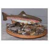 Hand Carved Rainbow Trout On Base